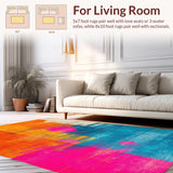 Ultra Soft Area Rug, Non Slip, Stain Resistant, Washable Area Rugs for Living Room, Bedroom, Trendy Soft Palette Graphic Elements(Orange)