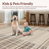 Ultra Soft Area Rug, Non Slip, Stain Resistant, Washable Area Rugs for Living Room, Bedroom, Rustic Tan Brown Geometric Design(Beige)