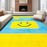 Ultra Soft Area Rug, Non Slip, Stain Resistant, Washable Area Rugs for Living Room, Bedroom, Charming Happy Face Interactive Design(Blue)