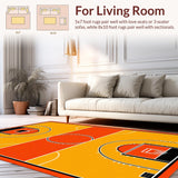 Ultra Soft Area Rug, Non Slip, Stain Resistant, Washable Area Rugs for Living Room, Bedroom, Rustic Athletic Court Vibe(Orange)