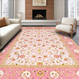 Ultra Soft Area Rug, Non Slip, Stain Resistant, Washable Area Rugs for Living Room, Bedroom, Elegant Powder Pink Floral Design(Pink)