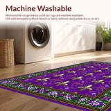 Ultra Soft Area Rug, Non Slip, Stain Resistant, Washable Area Rugs for Living Room, Bedroom, Rustic Earthy Floral Pattern(Purple)