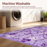Ultra Soft Area Rug, Non Slip, Stain Resistant, Washable Area Rugs for Living Room, Bedroom, Elegant Soft Colorful Bloom Patterns(Purple)