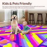 Ultra Soft Area Rug, Non Slip, Stain Resistant, Washable Area Rugs for Living Room, Bedroom, Dynamic Rainbow Splash Effect(Purple)
