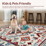 Ultra Soft Area Rug, Non Slip, Stain Resistant, Washable Area Rugs for Living Room, Bedroom, Chic Abstract Colorful Composition(White)