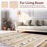 Ultra Soft Area Rug, Non Slip, Stain Resistant, Washable Area Rugs for Living Room, Bedroom, Tribal Earthy Geometric Aesthetic(brown)