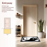 Ultra Soft Area Rug, Non Slip, Stain Resistant, Washable Area Rugs for Living Room, Bedroom, Black and White Minimalist Yoga Room Floor Rug(Black)
