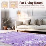 Ultra Soft Area Rug, Non Slip, Stain Resistant, Washable Area Rugs for Living Room, Bedroom, Chic Abstract Purple Plush Decor(Purple)