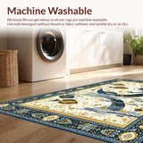 Ultra Soft Area Rug, Non Slip, Stain Resistant, Washable Area Rugs for Living Room, Bedroom, Vintage Coastal Mermaid Illustration(Gold)