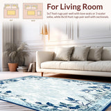 Ultra Soft Area Rug, Non Slip, Stain Resistant, Washable Area Rugs for Living Room, Bedroom, Floral Patterned Area(Gray)