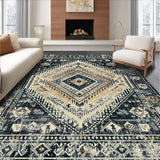 Ultra Soft Area Rug, Non Slip, Stain Resistant, Washable Area Rugs for Living Room, Bedroom, Rustic Dark Vintage Medallion Style(Brown)