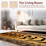 Ultra Soft Area Rug, Non Slip, Stain Resistant, Washable Area Rugs for Living Room, Bedroom, Non-Slip Tiger Print Dining Room Stain-Resistant Carpet(Gold)