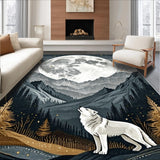 Ultra Soft Area Rug, Non Slip, Stain Resistant, Washable Area Rugs for Living Room, Bedroom, Sophisticated Vintage Mountain Landscape(Gray)