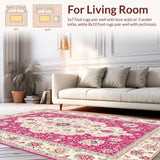 Ultra Soft Area Rug, Non Slip, Stain Resistant, Washable Area Rugs for Living Room, Bedroom, Whimsical Colorful Trellis Style(White)