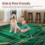 Ultra Soft Area Rug, Non Slip, Stain Resistant, Washable Area Rugs for Living Room, Bedroom, Striking Emerald Abstract Composition(Green)