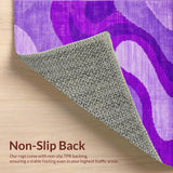 Ultra Soft Area Rug, Non Slip, Stain Resistant, Washable Area Rugs for Living Room, Bedroom, Contemporary Chic Fluid Pattern(Purple)