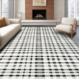 Ultra Soft Area Rug, Non Slip, Stain Resistant, Washable Area Rugs for Living Room, Bedroom, Graphic Striped Corridor Rug with Crisp Black and White Parallel Lines(Black)