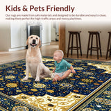 Ultra Soft Area Rug, Non Slip, Stain Resistant, Washable Area Rugs for Living Room, Bedroom, Flower Area(Blue)