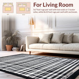 Ultra Soft Area Rug, Non Slip, Stain Resistant, Washable Area Rugs for Living Room, Bedroom, Modern Stripe Area Rug(Black)