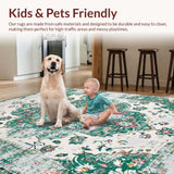 Ultra Soft Area Rug, Non Slip, Stain Resistant, Washable Area Rugs for Living Room, Bedroom, Chic Distressed Geometric Elements(White)