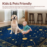 Ultra Soft Area Rug, Non Slip, Stain Resistant, Washable Area Rugs for Living Room, Bedroom, Enchanting Stellar Radiance Style(Blue)