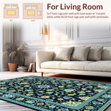 Ultra Soft Area Rug, Non Slip, Stain Resistant, Washable Area Rugs for Living Room, Bedroom, Vibrant Distressed Geometric Elegance(Blue)