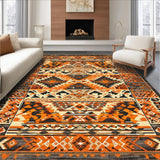 Ultra Soft Area Rug, Non Slip, Stain Resistant, Washable Area Rugs for Living Room, Bedroom, Rustic Warm Earth Tone Patterns(Orange)