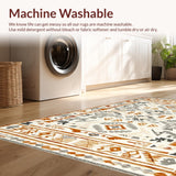 Ultra Soft Area Rug, Non Slip, Stain Resistant, Washable Area Rugs for Living Room, Bedroom, Artistic Vintage Ethnic Print(Beige)