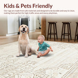 Ultra Soft Area Rug, Non Slip, Stain Resistant, Washable Area Rugs for Living Room, Bedroom, Serene Light Beige Flowing Patterns(Beige)