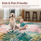 Ultra Soft Area Rug, Non Slip, Stain Resistant, Washable Area Rugs for Living Room, Bedroom, Sophisticated Tropical Medallion Style(Pink)