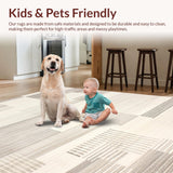 Ultra Soft Area Rug, Non Slip, Stain Resistant, Washable Area Rugs for Living Room, Bedroom, Elegant Abstract Cream Textured Mat(Beige)