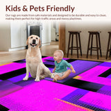 Ultra Soft Area Rug, Non Slip, Stain Resistant, Washable Area Rugs for Living Room, Bedroom, Modern Playful Geometric Motif(Purple)