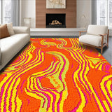 Ultra Soft Area Rug, Non Slip, Stain Resistant, Washable Area Rugs for Living Room, Bedroom, Vibrant Retro Wavy Aesthetic(Orange)
