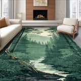 Ultra Soft Area Rug, Non Slip, Stain Resistant, Washable Area Rugs for Living Room, Bedroom, Elegant Forest-Inspired Decorative Accent(Green)