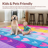 Ultra Soft Area Rug, Non Slip, Stain Resistant, Washable Area Rugs for Living Room, Bedroom, Lively Color Burst Theme(Purple)