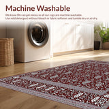 Ultra Soft Area Rug, Non Slip, Stain Resistant, Washable Area Rugs for Living Room, Bedroom, Abstract Floral Runner for(Red)