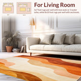 Boho Chic Area Orange & Brown Abstract(Beige)