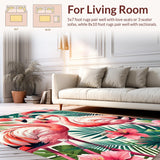 Ultra Soft Area Rug, Non Slip, Stain Resistant, Washable Area Rugs for Living Room, Bedroom, Seasonal Summer Botanical Visuals(Pink)
