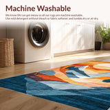 Ultra Soft Area Rug, Non Slip, Stain Resistant, Washable Area Rugs for Living Room, Bedroom, Stylish Ombre Mountain Scene(Orange)