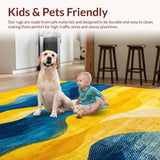 Ultra Soft Area Rug, Non Slip, Stain Resistant, Washable Area Rugs for Living Room, Bedroom, Contemporary Geometric Color Blend(Yellow)
