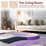 Ultra Soft Area Rug, Non Slip, Stain Resistant, Washable Area Rugs for Living Room, Bedroom, Playful Colorful Crescent(Purple)