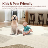 Ultra Soft Area Rug, Non Slip, Stain Resistant, Washable Area Rugs for Living Room, Bedroom, Boho Cream Abstract Design(Beige)