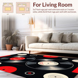 Ultra Soft Area Rug, Non Slip, Stain Resistant, Washable Area Rugs for Living Room, Bedroom, Modern Abstract Music Motif(Red)
