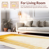 Ultra Soft Area Rug, Non Slip, Stain Resistant, Washable Area Rugs for Living Room, Bedroom, Dynamic Modern Sunray Illustration(Gold)