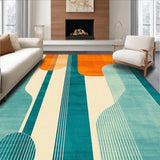 Ultra Soft Area Rug, Non Slip, Stain Resistant, Washable Area Rugs for Living Room, Bedroom, Abstract Mid Century Vibes(Orange)