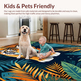 Ultra Soft Area Rug, Non Slip, Stain Resistant, Washable Area Rugs for Living Room, Bedroom, Bold Jungle-Inspired Artistry(Orange)