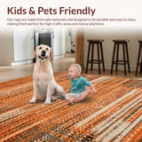 Ultra Soft Area Rug, Non Slip, Stain Resistant, Washable Area Rugs for Living Room, Bedroom, Artisanal Diamond Pattern Inspiration(Orange)