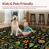 Ultra Soft Area Rug, Non Slip, Stain Resistant, Washable Area Rugs for Living Room, Bedroom, Dynamic Orange Accent Insect Theme(Black)