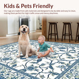 Ultra Soft Area Rug, Non Slip, Stain Resistant, Washable Area Rugs for Living Room, Bedroom, Rustic Hand-Painted Nature Scene(White)
