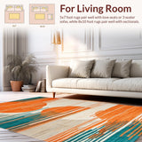 Ultra Soft Area Rug, Non Slip, Stain Resistant, Washable Area Rugs for Living Room, Bedroom, Dynamic Textured Color Fusion(Orange)